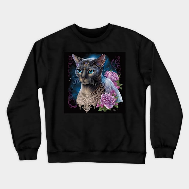 Goddess Abyssinian Cat Crewneck Sweatshirt by Enchanted Reverie